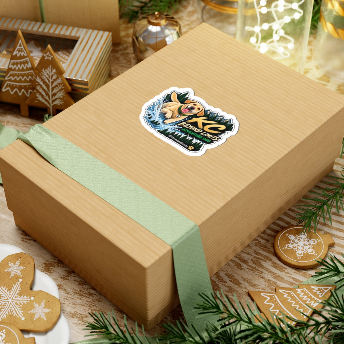 KC Adventure Dog Splash Sticker, 3 in — supplier mockup 3