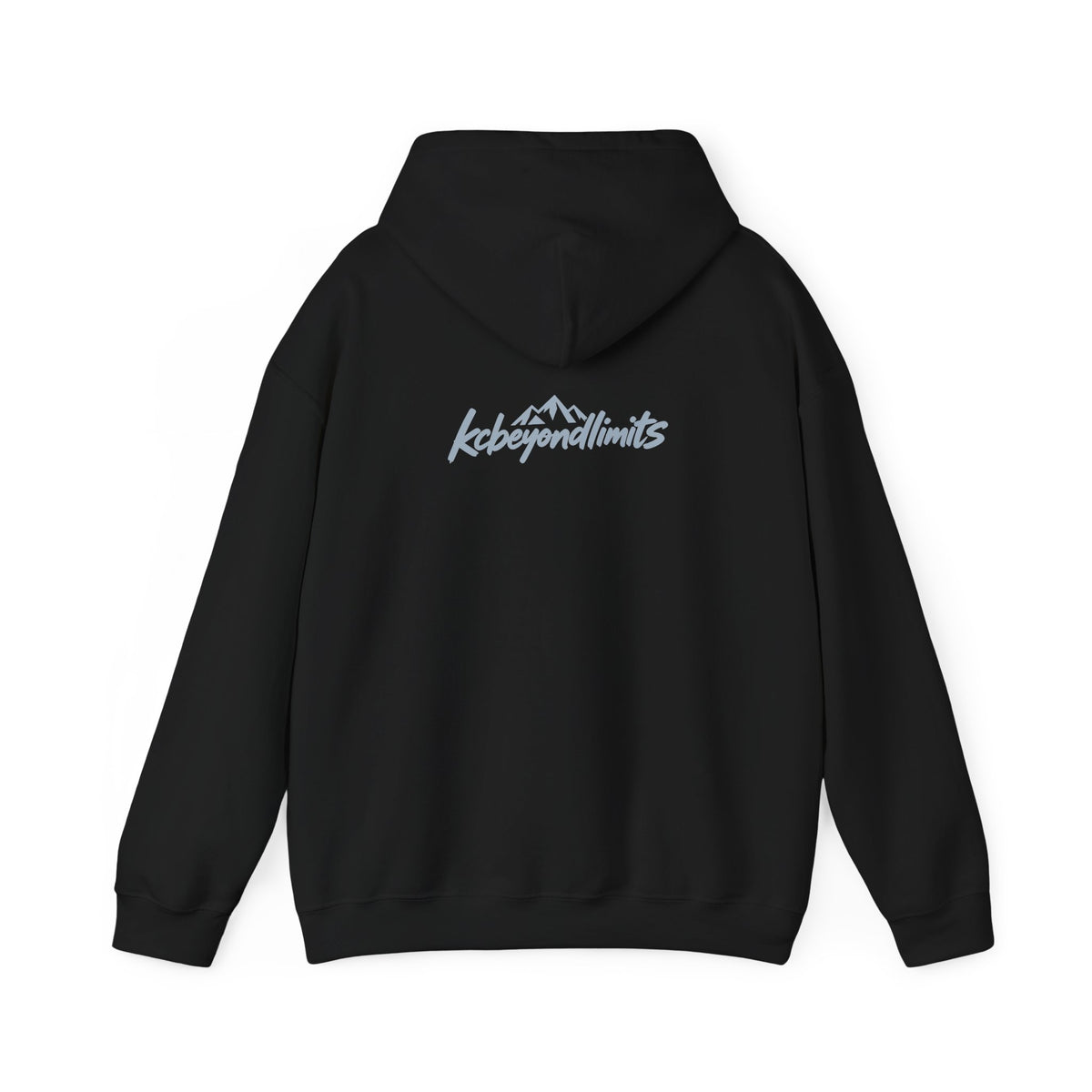 Black KC River Logo hooded sweatshirt — supplier mockup 1
