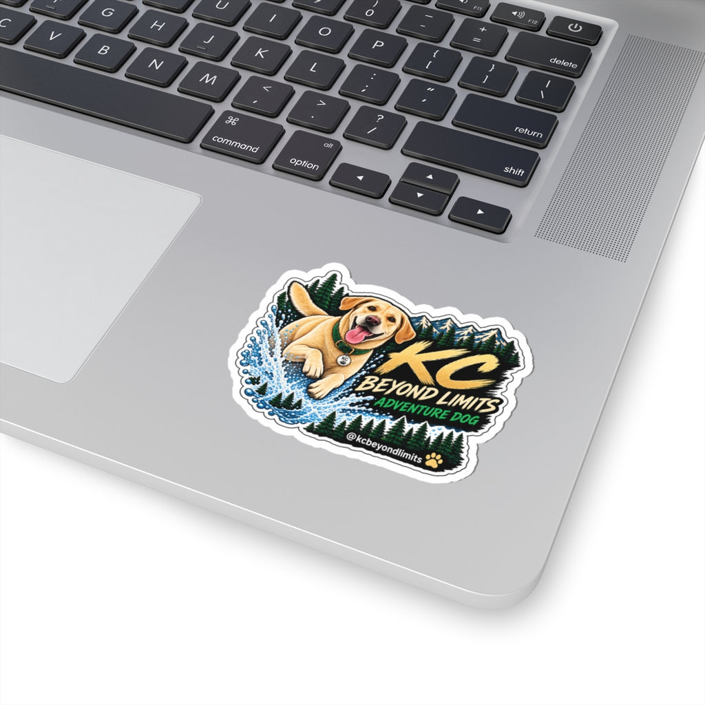 KC Adventure Dog Splash Sticker, 3 in — supplier mockup 2