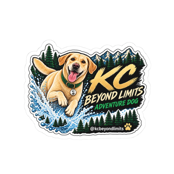 KC Adventure Dog Splash Sticker, 3 in — supplier mockup 1