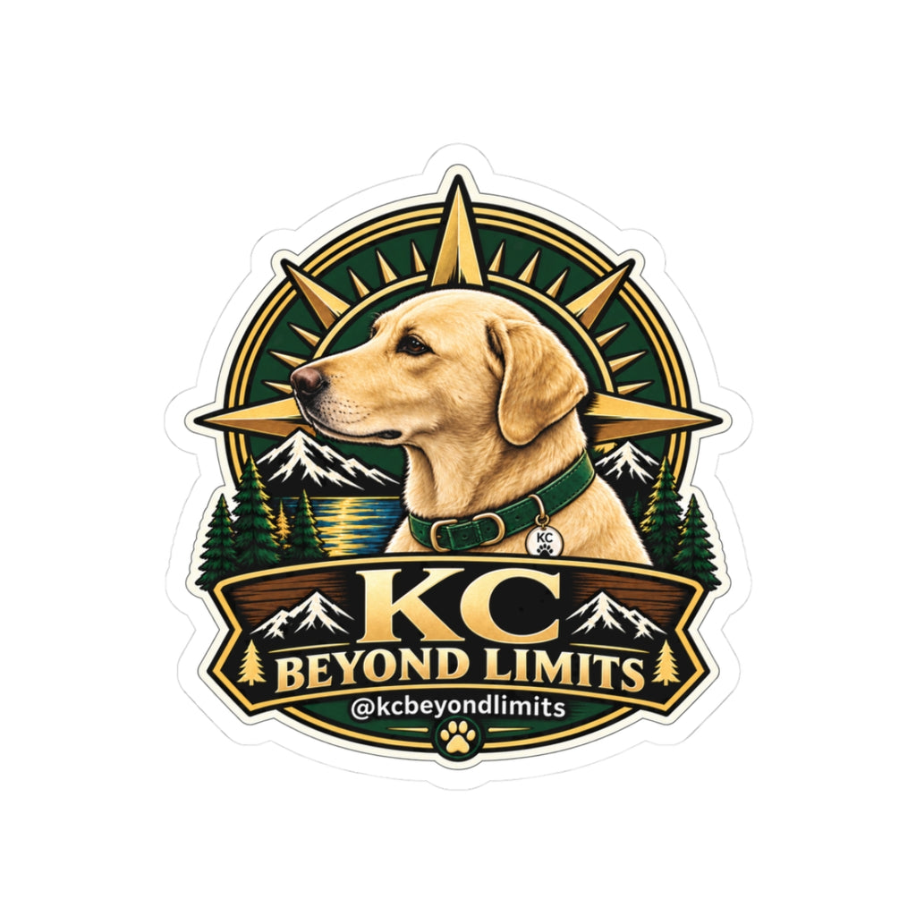 KC Compass Dog sticker, 3-inch White variant — supplier mockup 1