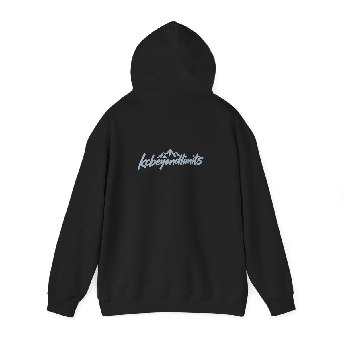 Black KC River Logo hooded sweatshirt — supplier mockup 2