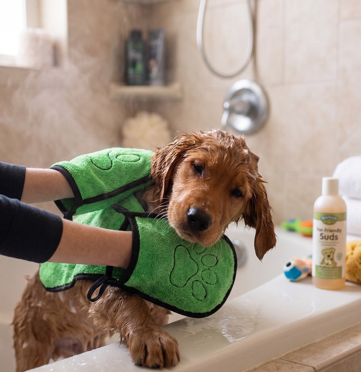 BeNat Dog Drying Towel with Hand Pockets