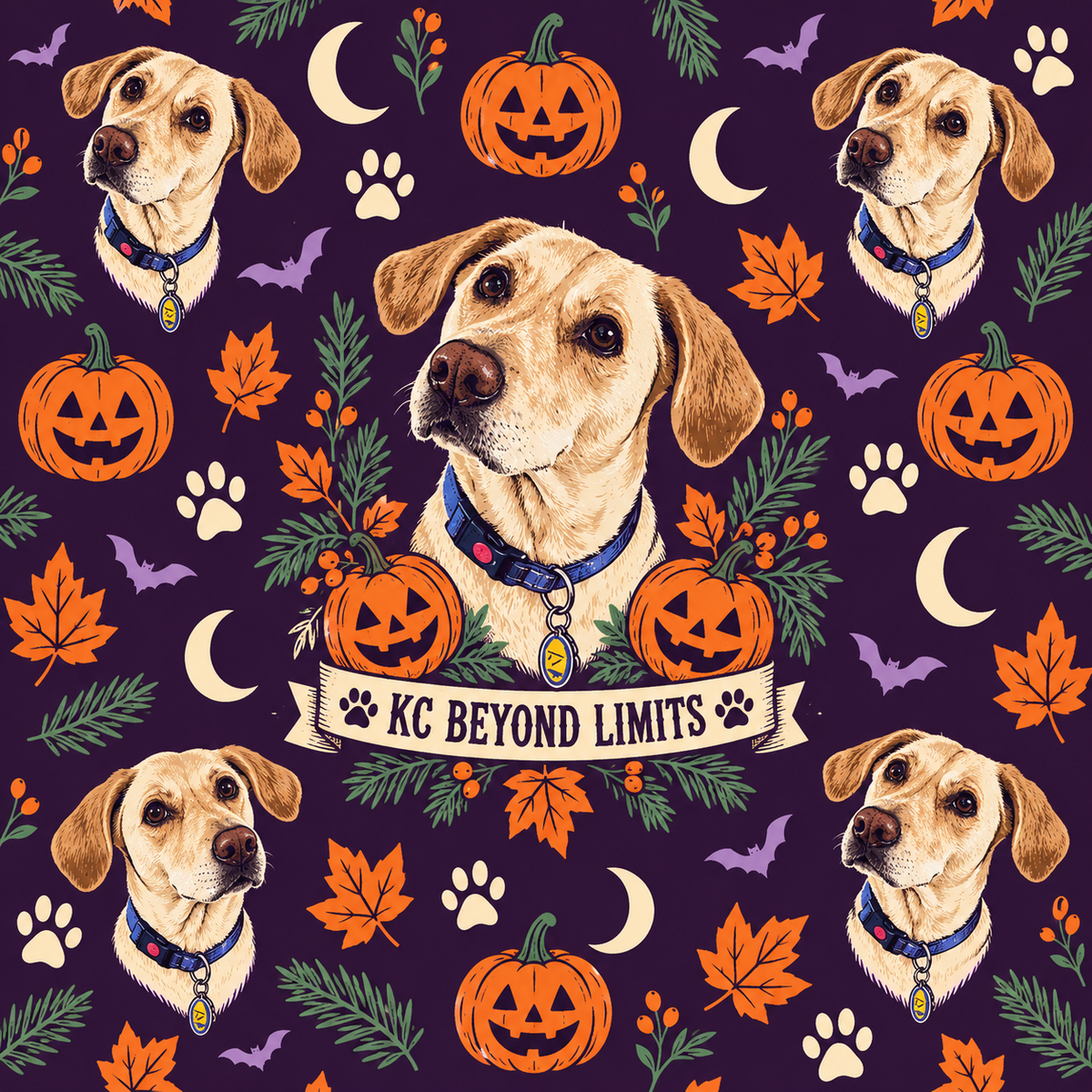 KC Beyond Limits Halloween Pumpkin Patrol bandana artwork
