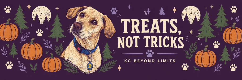 KC Beyond Limits Treats Not Tricks Halloween dog artwork